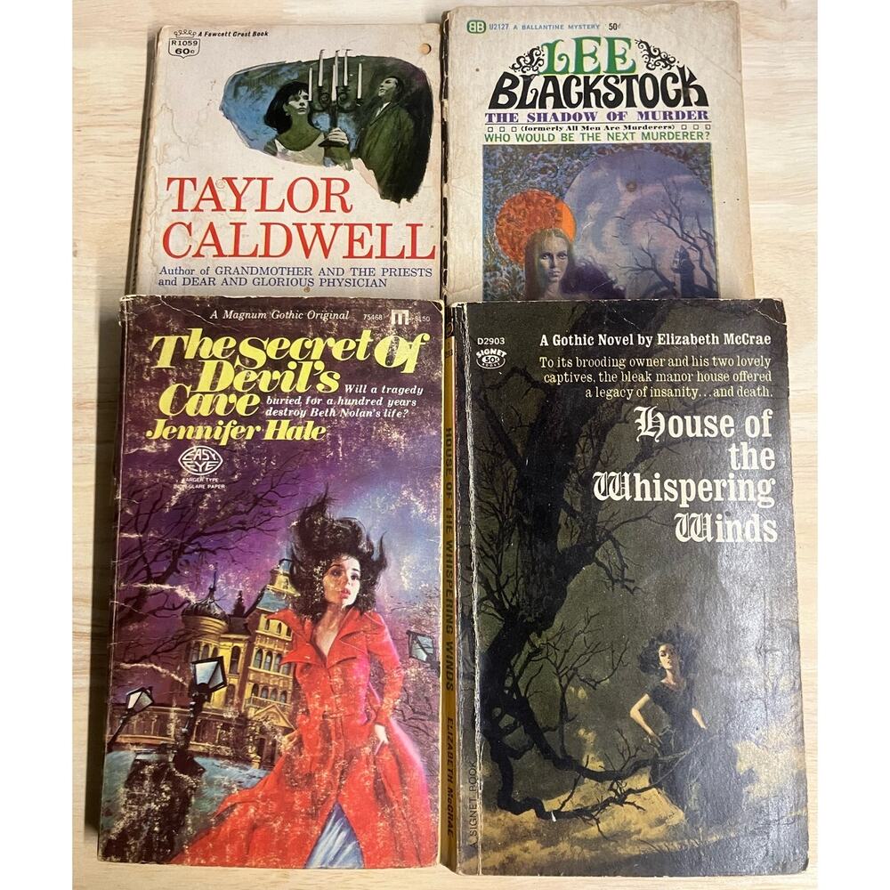 Vintage Gothic Novels,‎ Lot of 4, Blackstock, McRae, Caldwell, Hale, Horror, VTG